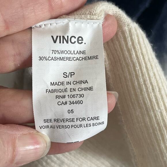 Vince Wool Cashmere Long Sleeve Pullover Ombre Sweater Cream Blue Small - Picture 8 of 10